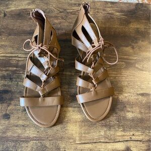 American Eagle Outfitters Tan Lace-Up Gladiator Sandals